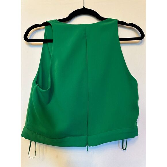 ZARA Flowy Draped Neckline Emerald Crop Top Size Medium for St Patricks Day! - Picture 4 of 7